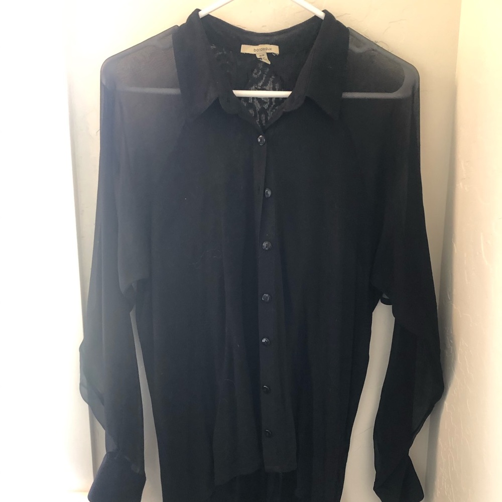 ANTHROPOLOGIE BORDEAUX Black Top SZ M